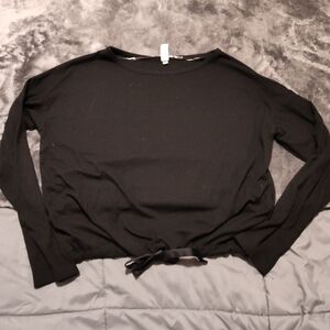 MUST BUNDLE - Boxy Oversized Tie Bottom Black Women's Top